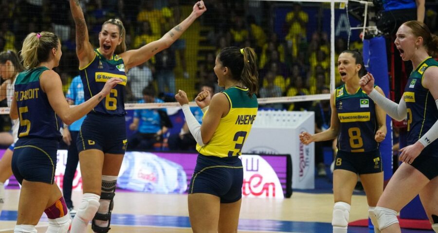 Brasil vence mais jogo durante os jogos da Liga das Nações - Foto: Reprodução/ Twitter @volei