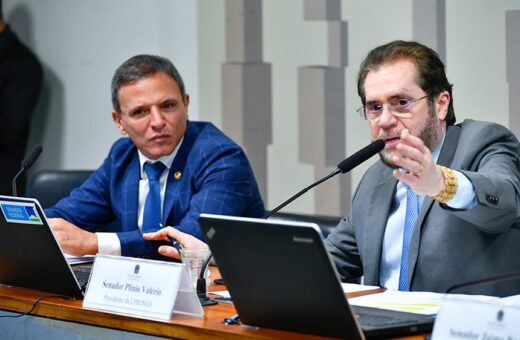 Presidente da CPI das ONGs Senador Plínio Valério (PSDB-AM) e relator, Marcio Bittar (União-AC) - Foto: Geraldo Magela/Agência Senado