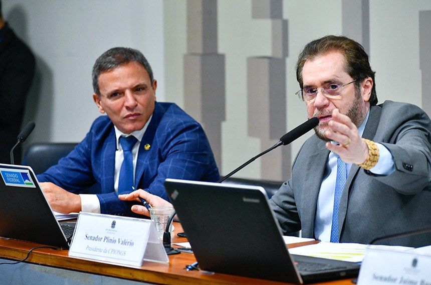 Presidente da CPI das ONGs Senador Plínio Valério (PSDB-AM) e relator, Marcio Bittar (União-AC) - Foto: Geraldo Magela/Agência Senado