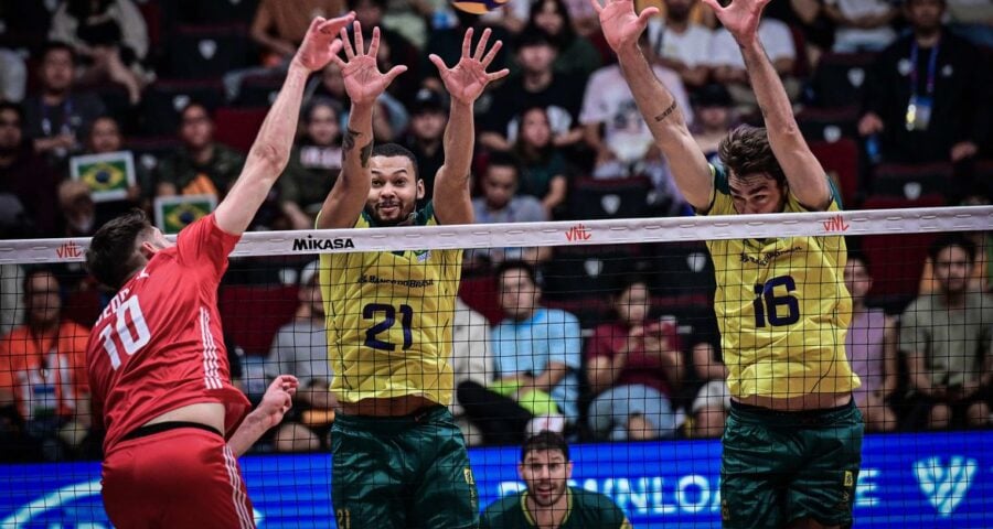 Brasil volta a entrar em quadra diante da China - Foto: Divulgação/FIVB