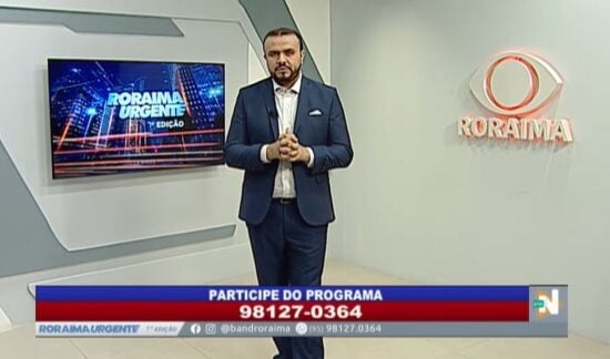 O jornal Roraima Urgente 1ª edição é apresentado por Eduardo Sales – Foto: Reprodução/TV Norte Boa Vista