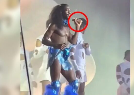 Rapper Lil Nas X Momento que o cantor é atingido - Foto: Reprodução/ Twitter@lilnasxmajor