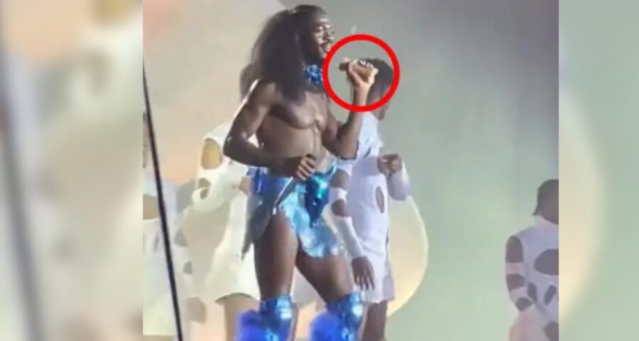 Rapper Lil Nas X Momento que o cantor é atingido - Foto: Reprodução/ Twitter@lilnasxmajor