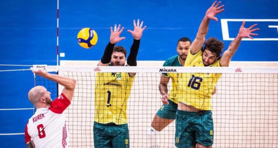 O Brasil já havia perdido para o mesmo rival na terceira fase da atual edição da Liga das Nações- Foto: Reprodução/ Twitter @volei