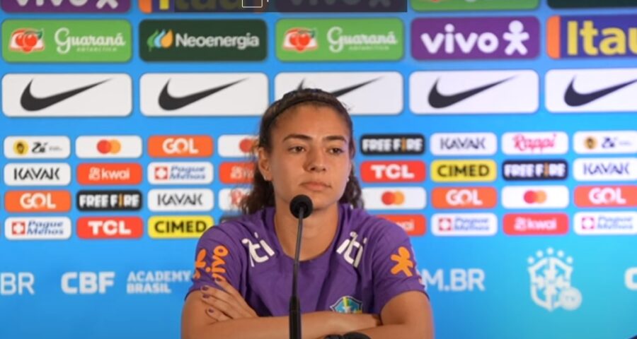 Aneglina era uma das três suplentes convocadas pela técnica Pia Sundhage - Foto: Reprodução/CBF TV