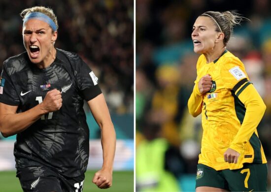 As jogadoras Wilkinson e Catley levaram a vitória da primeira rodada para as anfitriãs Nova Zelândia e Austrália, na Copa do Mundo Feminina 2023 - Foto: Reprodução/ Twitter @FIFAcom @TheMatildas