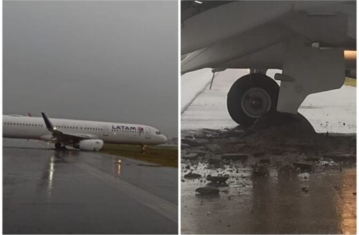 O avião ficou atravessado na pista de pouso - Foto: Reprodução/Twitter/@raphaelfaraco