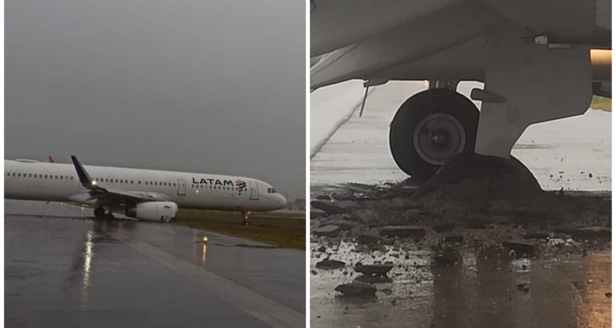 O avião ficou atravessado na pista de pouso - Foto: Reprodução/Twitter/@raphaelfaraco