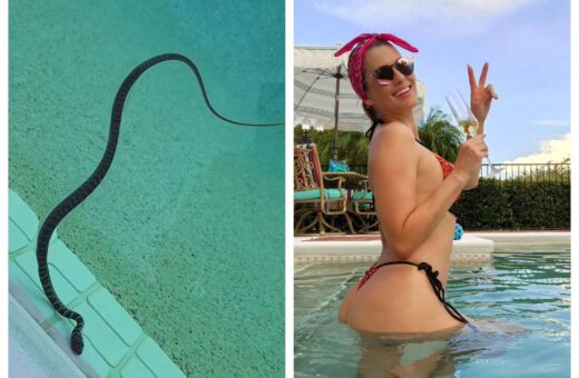 Após retirar cobra, Lívia curtiu banho de piscina - Foto: Reprodução/Instagram @liviaandradereal