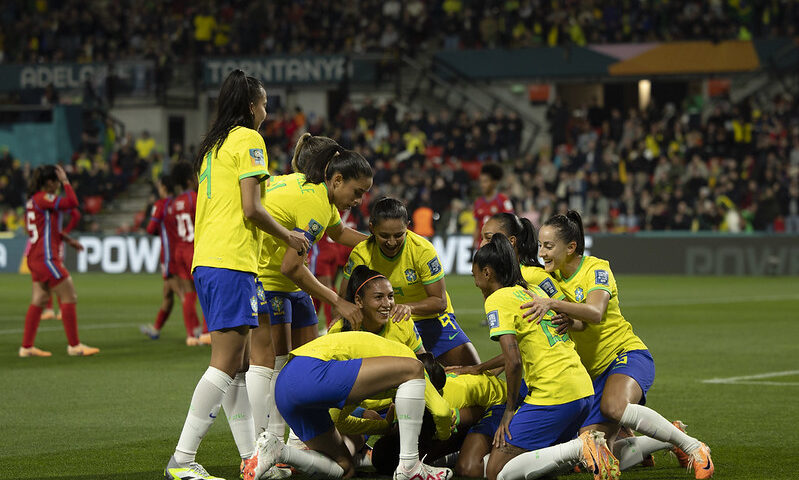 Brasil comemora gols de Ary Borges, na estreia pelo Grupo F - Foto; Thais Magalhães/CBF/divulgação