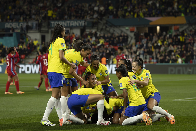 Brasil comemora gols de Ary Borges, na estreia pelo Grupo F - Foto; Thais Magalhães/CBF/divulgação