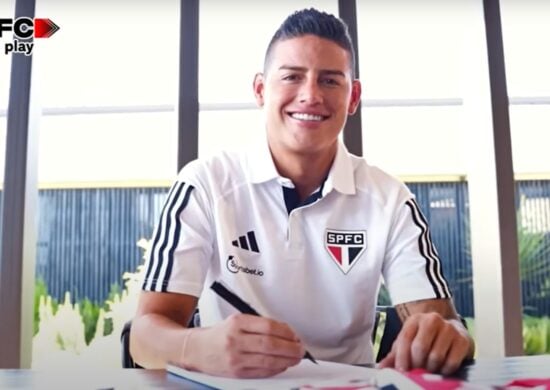 O meio-campista James Rodríguez é anunciado neste sábado (29) como o mais novo contratado do Tricolor - Foto: Reprodução/ YouTube São Paulo FC