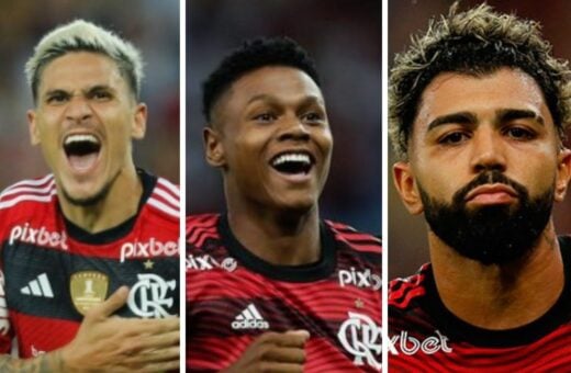 Trio de craques do Mengão: Pedro, Matheus França e Gabigol - Foto: Montagem/Gilvan de Souza/CRF/divulgação