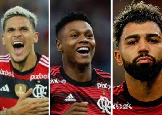 Trio de craques do Mengão: Pedro, Matheus França e Gabigol - Foto: Montagem/Gilvan de Souza/CRF/divulgação