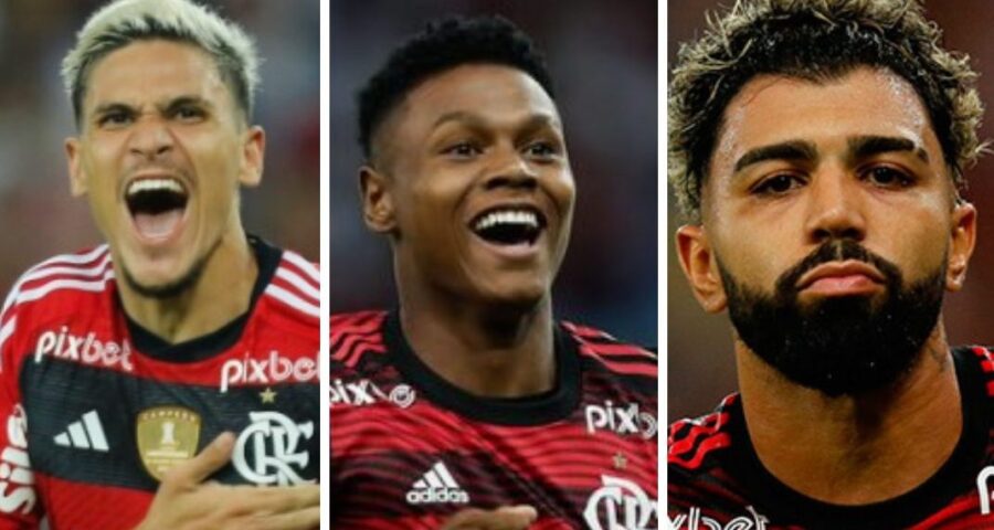 Trio de craques do Mengão: Pedro, Matheus França e Gabigol - Foto: Montagem/Gilvan de Souza/CRF/divulgação