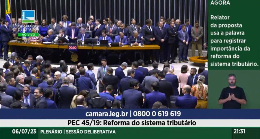 Texto da reforma tributária terá que ser aprovado em 2º turno de votação antes de seguir para Senado Federal - Foto: Reprodução/TV Câmara