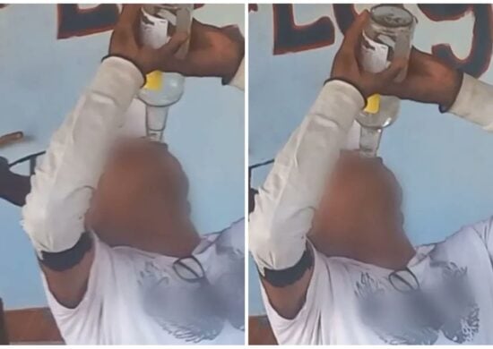 Homem cumpriu aposta para ganhar duas caixinhas de cerveja - Foto: Reprodução/Vídeo