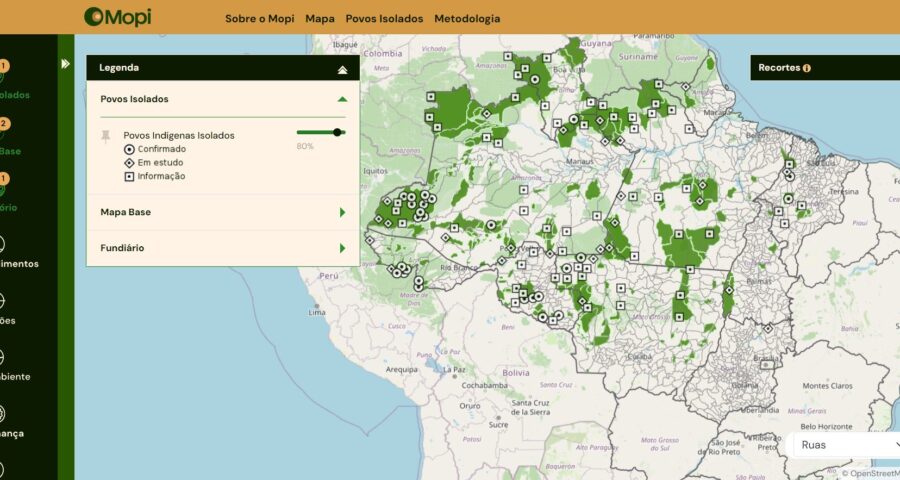 Mapa interativo da plataforma MOPI - Foto: Reprodução/MOPI