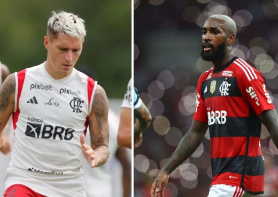 Gerson e Varela discutem durante treino e trocam socos - Fotos: Reprodução/ Gilvan de Souza/Flamengo