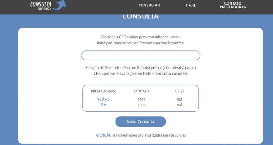 Site de linhas de telefones foi lançado em 2020 no Brasil - Foto: Reprodução/ Site Cadastropre