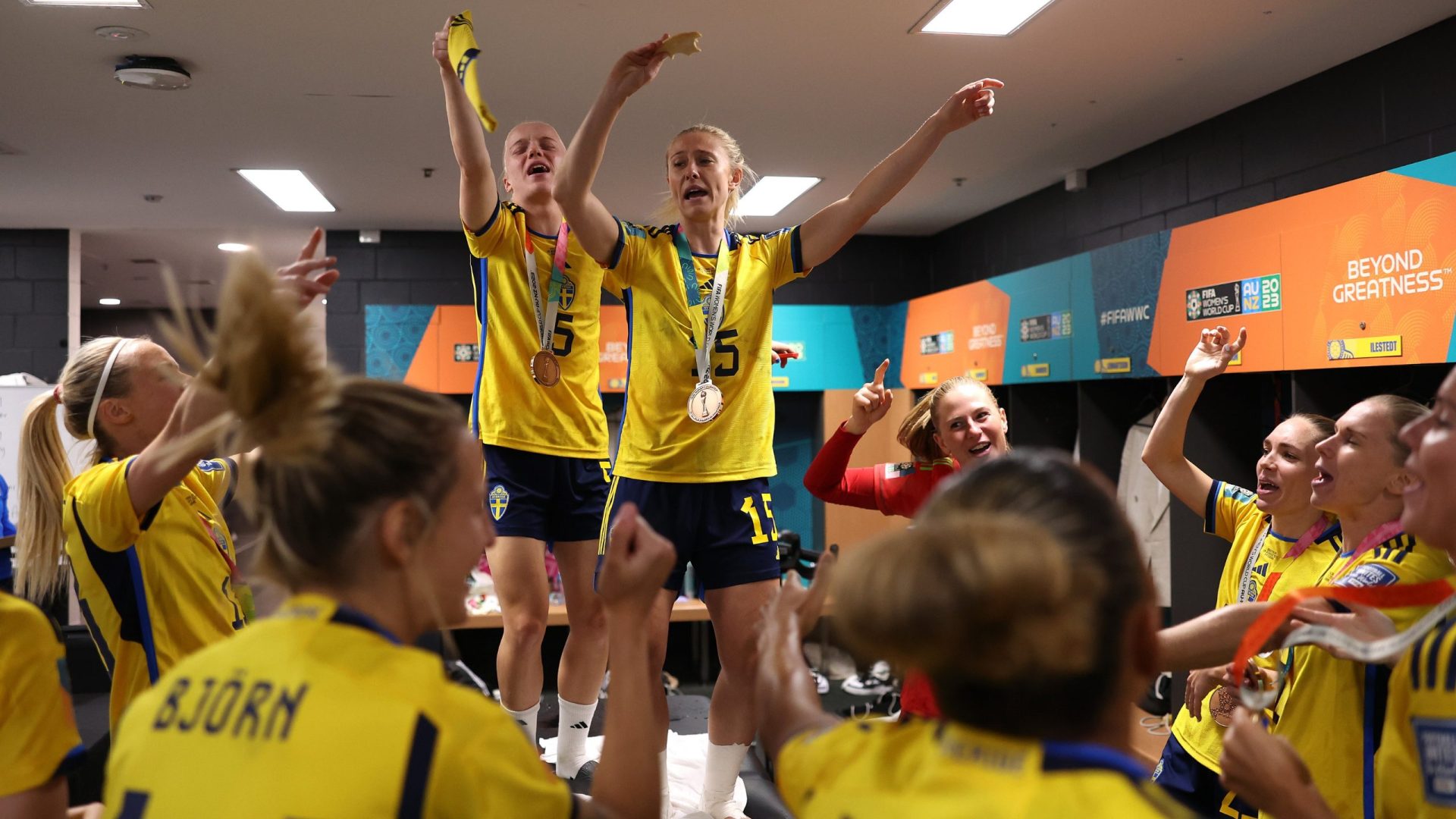 Seleção da Suécia não se intimidou com a Austrália e derrotou as anfitriãs por 2 a 0 - Foto: Reprodução/Twitter @svenskfotboll
