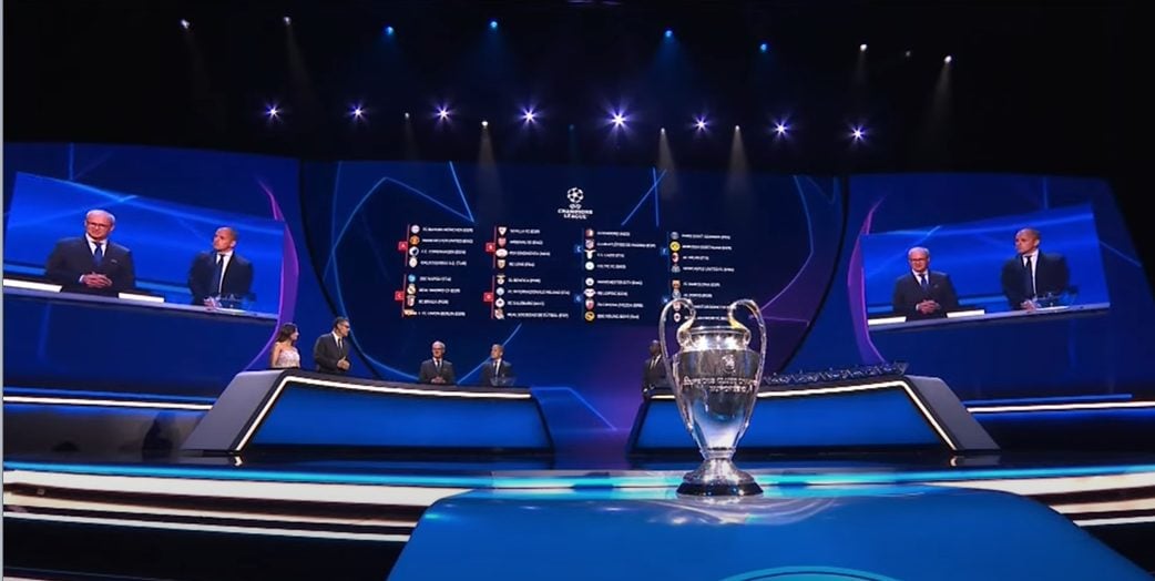 UEFA realizou sorteio das chaves de grupos da Champions League - Foto: Reprodução/ SBT Sports