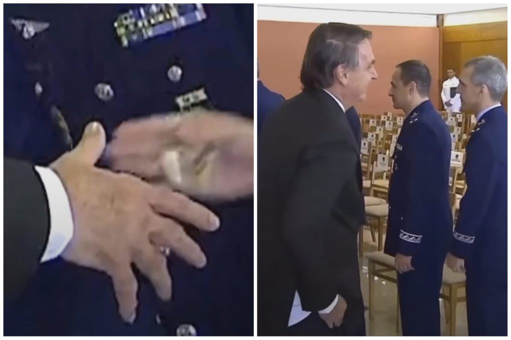 Militares comentaram que troca em aperto de mão é uma tradição - Foto: Reprodução/@pauloteixeira13