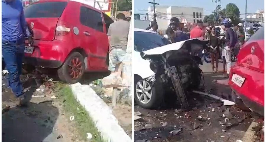 Colisão de veículos ocorreu na manhã desta quinta-feira (21) na Zona Norte de Manaus - Foto: Reprodução/Whatsapp