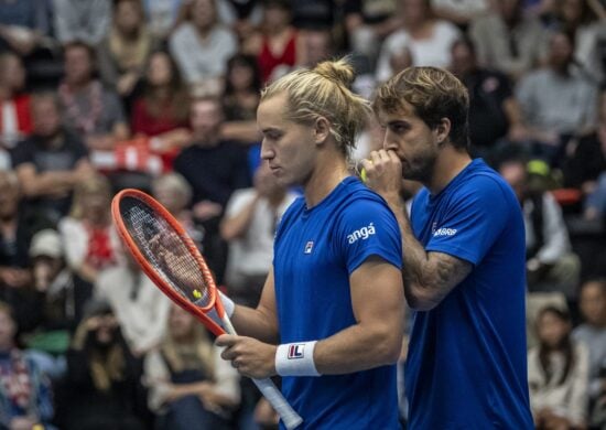 Rafael Matos e Felipe Meligeni venceram a dupla da Dinamarca na Copa Davis - Foto: Reprodução/ CBT venceram a dupla da Dinamarca - Foto: Reprodução/ CBT