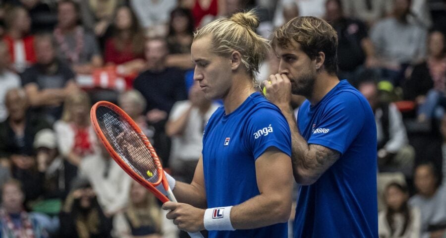 Rafael Matos e Felipe Meligeni venceram a dupla da Dinamarca na Copa Davis - Foto: Reprodução/ CBT venceram a dupla da Dinamarca - Foto: Reprodução/ CBT