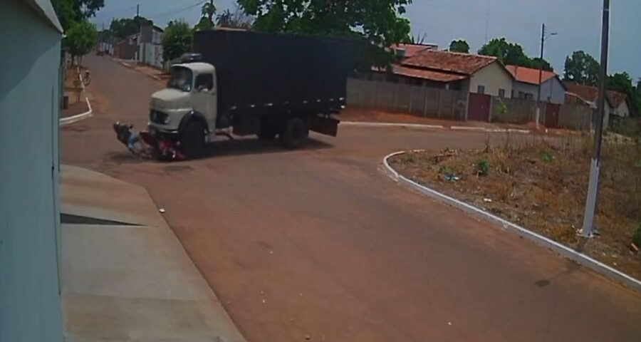 motociclista realiza manobra perigosa e colide com caminhão no TO