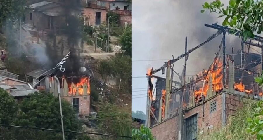 Corpo de Bombeiros esteve no local para controlar as chamas