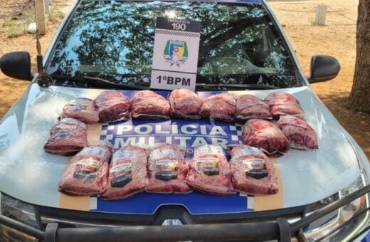 Na mochila da dupla foram encontradas 15 embalagens com peças do corte de carne bovina