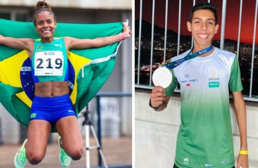 Mirelle e Vinícius conquistaram o título na modalidade dos 3.000 m com obstáculos no Brasileiro Sub-23 - Foto: Reprodução/ X @EsporteGovBR/ Instagram @go_vinicarvalho