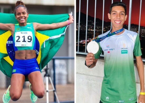 Mirelle e Vinícius conquistaram o título na modalidade dos 3.000 m com obstáculos no Brasileiro Sub-23 - Foto: Reprodução/ X @EsporteGovBR/ Instagram @go_vinicarvalho