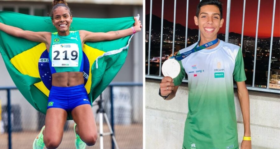 Mirelle e Vinícius conquistaram o título na modalidade dos 3.000 m com obstáculos no Brasileiro Sub-23 - Foto: Reprodução/ X @EsporteGovBR/ Instagram @go_vinicarvalho