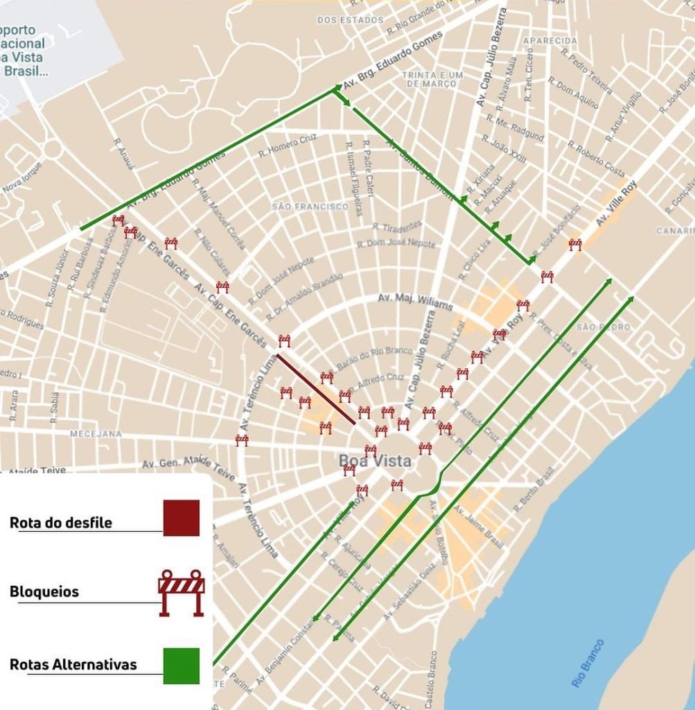 Veja quais trechos de Boa Vista serão bloqueados para o desfile 7 de setembro - Foto: Reprodução/Instagram @govroraima