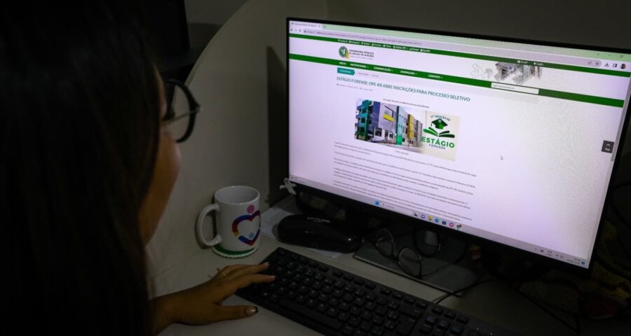 Site da DPE-RR onde os interessados podem se inscrever no estágio de direito - Foto: ASCOM/DPE-RR