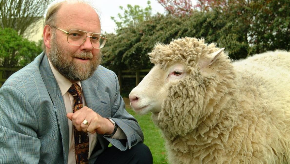 Cientista britânico, Ian Willmut, e a ovelha Dolly em 1996 - Foto: Reprodução/Universidade de Edimburgo, na Escócia