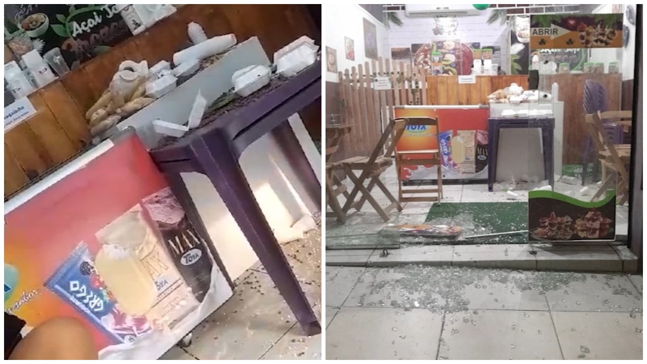 Suspeitos invadem loja de açaí e roubam maquina avaliada em R$ 25 mil - Foto: Reprodução/TV Norte Amazonas