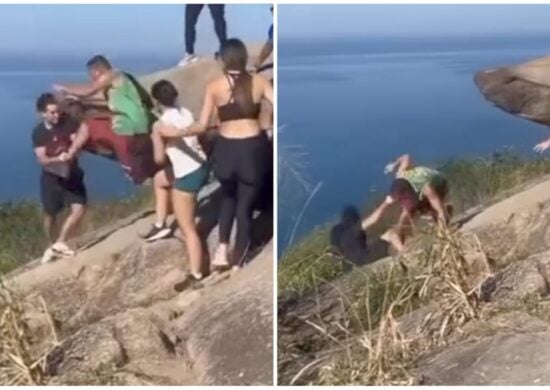 Pedra do Telégrafo é disputada por turistas para fotos com ilusão de ótica - Foto: Reprodução/Redes Sociais