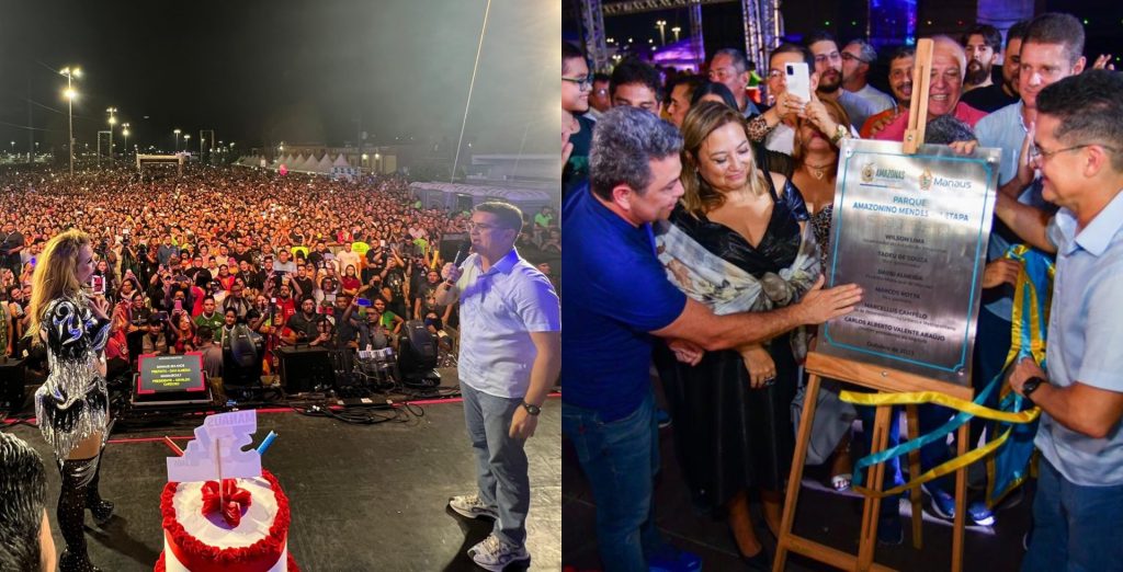 Ao lado de Joelma, prefeito David Almeida cantou os parabéns a capital amazonense