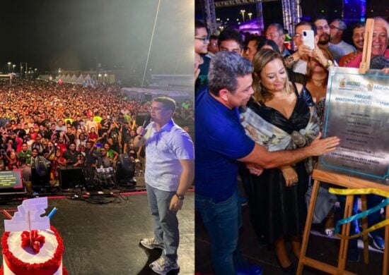 Ao lado de Joelma, prefeito David Almeida cantou os parabéns a capital amazonense