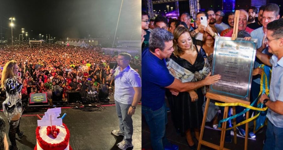 Ao lado de Joelma, prefeito David Almeida cantou os parabéns a capital amazonense