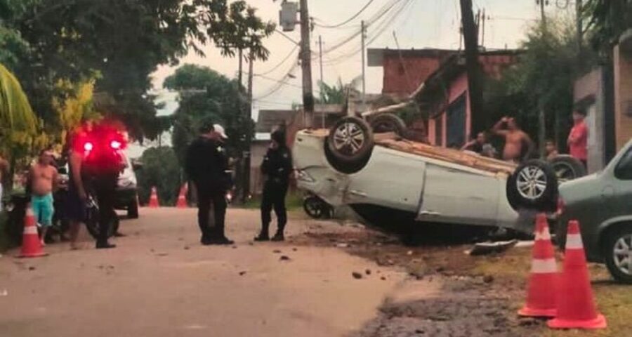 Homem é preso após perseguição e capotamento de carro roubado em Rio Branco