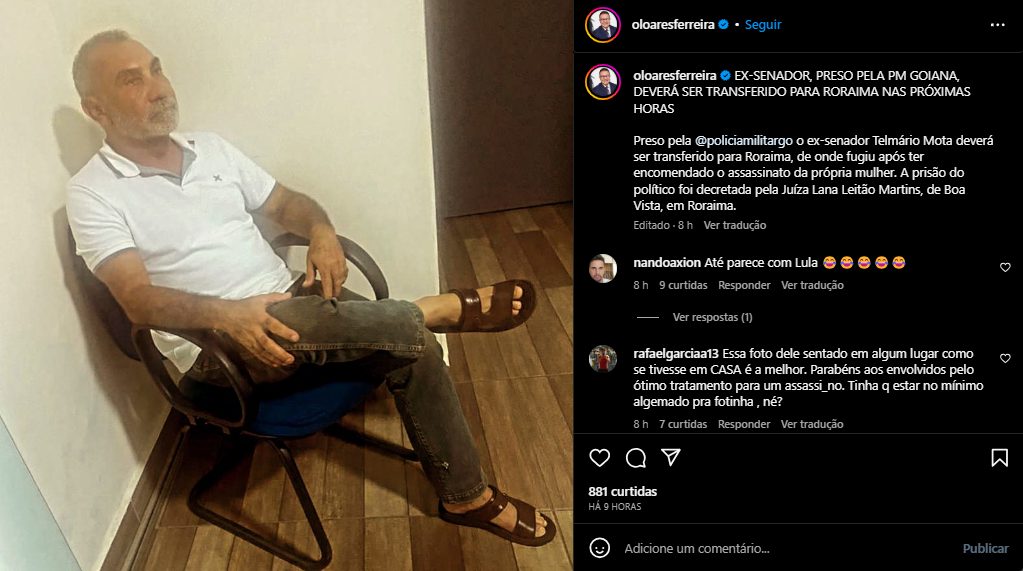 Telmário Mota foi preso pela Polícia Militar de Goiás, diz jornalista
