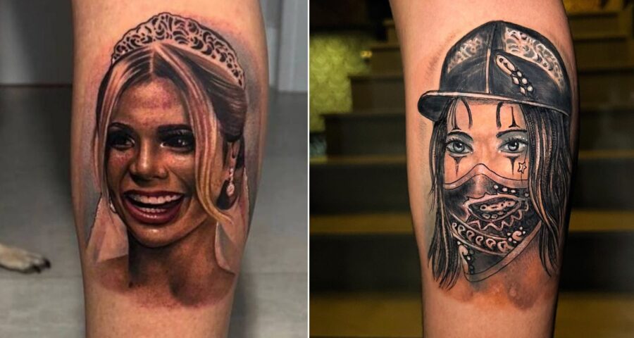 Mc Guimê cobre tatuagem que tinha com o rosto da ex-mulher, Lexa