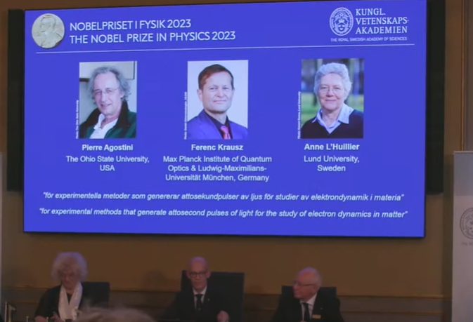 Nobel de Física premia trio que decifrou movimentos dos elétrons em segundos