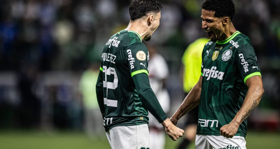 Piquerez, do Palmeiras, comemora após marcar o seu segundo gol na partida entre Palmeiras e São Paulo válida pela 29ª rodada do Campeonato Brasileiro, no Allianz Parque - Foto: Jhony Inacio/Enquadrar/Estadão Conteúdo