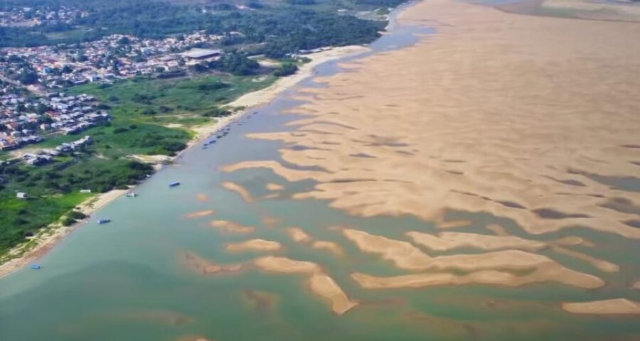 Seca afeta Rio Tapajós e altera paisagem de Alter do Chão no Pará